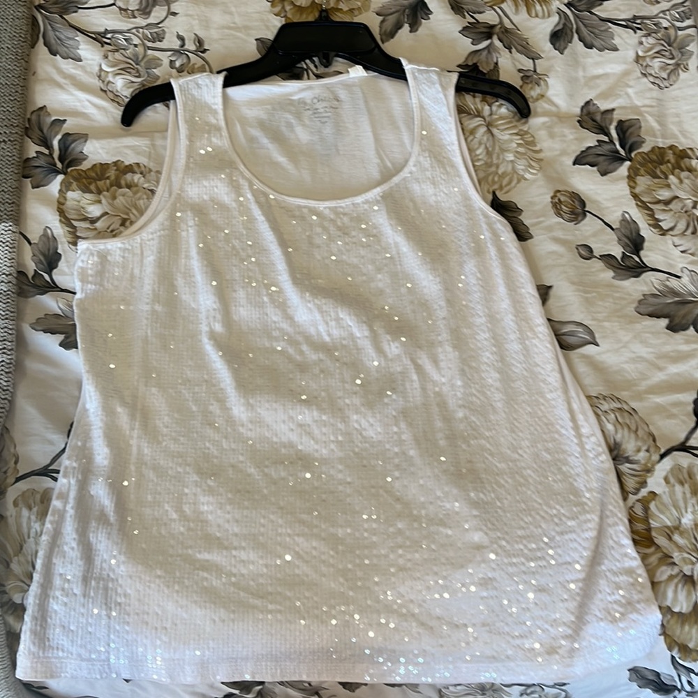 Chicos embellished shirt size 2 US size 12 medium white(sequins) on front only